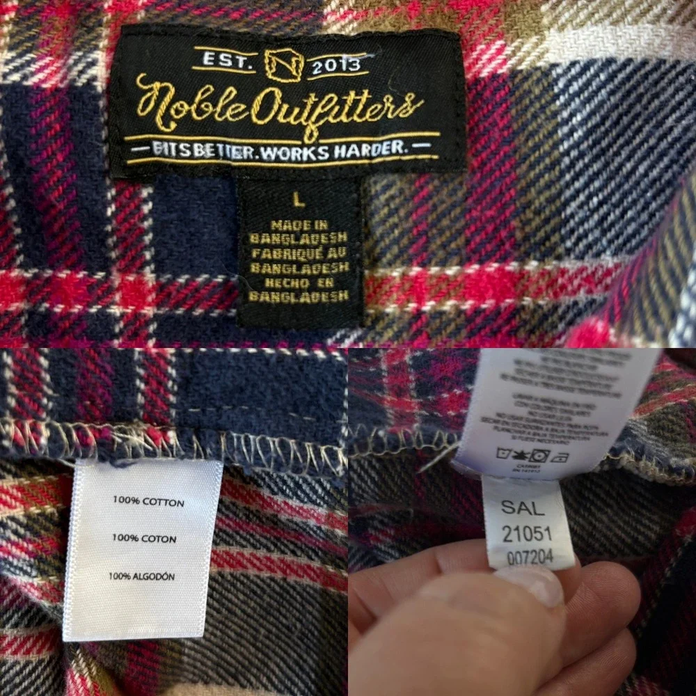 Noble Outfitters Brawny Plaid Flannel Shacket Western Workwear Jacket Size Large
